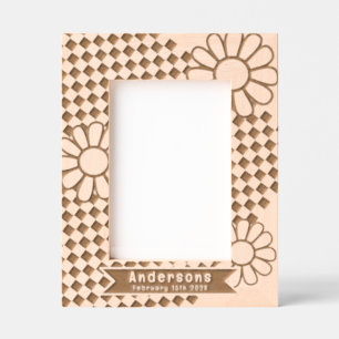Chequerboard Daisy Personalised Etched Frames