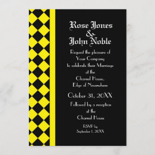 ChequerBoard Ebony (Yellow) Wedding Invitation