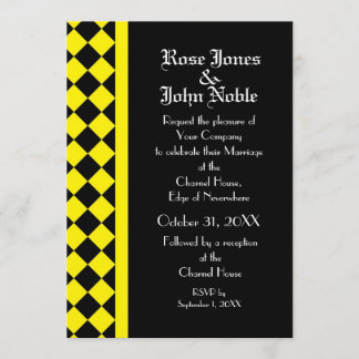 ChequerBoard Ebony (Yellow) Wedding Invitation