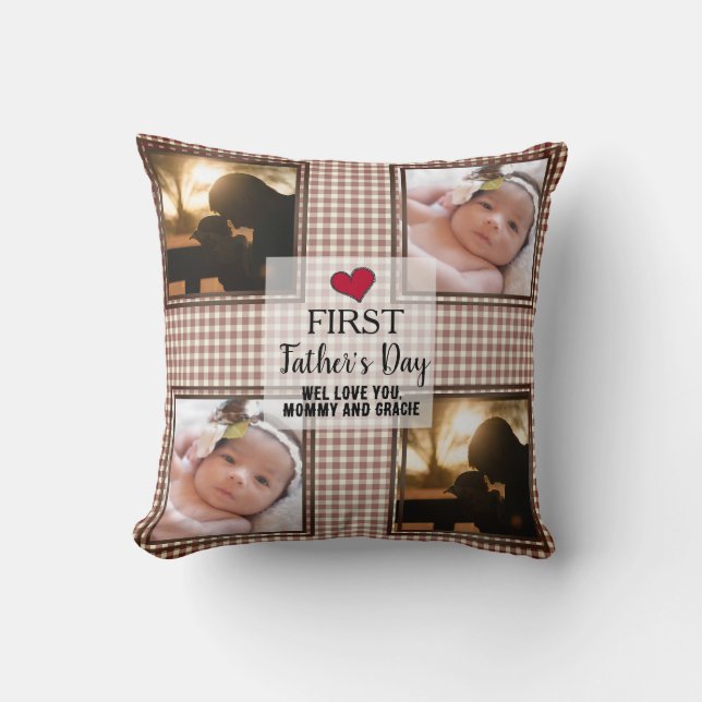 Chequerboard First Father's Day 2 Photo  Cushion (Front)