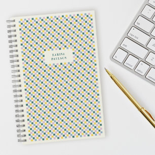 Chequerboard Frame Spiral-Bound Notebook - Teal