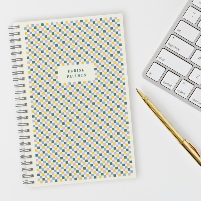 Chequerboard Frame Spiral-Bound Notebook - Teal (Creator Uploaded)