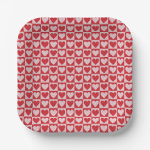 Chequerboard Heart Valentine's Paper Plates