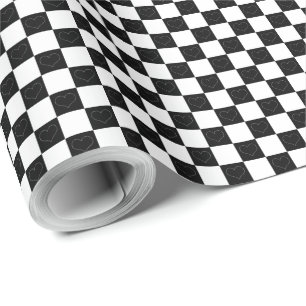 Chequerboard Hearts in Black and White Wrapping Paper