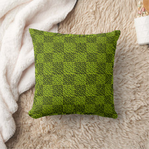 Chequerboard hearts pattern in Lime Green Cushion