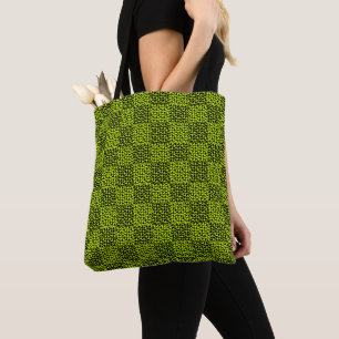 Chequerboard hearts pattern in Lime Green Tote Bag