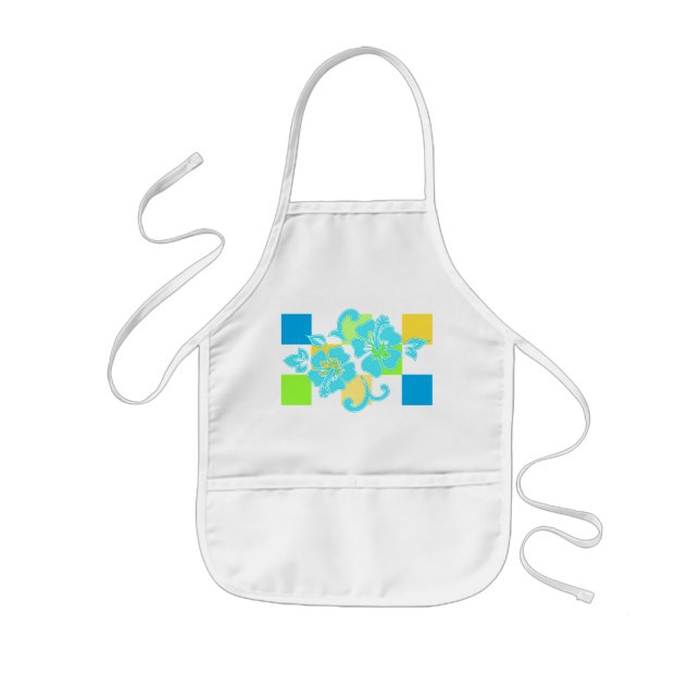 Chequerboard Hibiscus Kid's Aprons (Front)