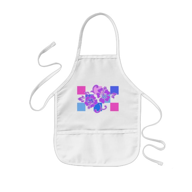Chequerboard Hibiscus Kid's Aprons (Front)