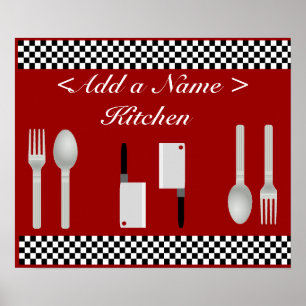 Chequerboard Kitchen Poster Print