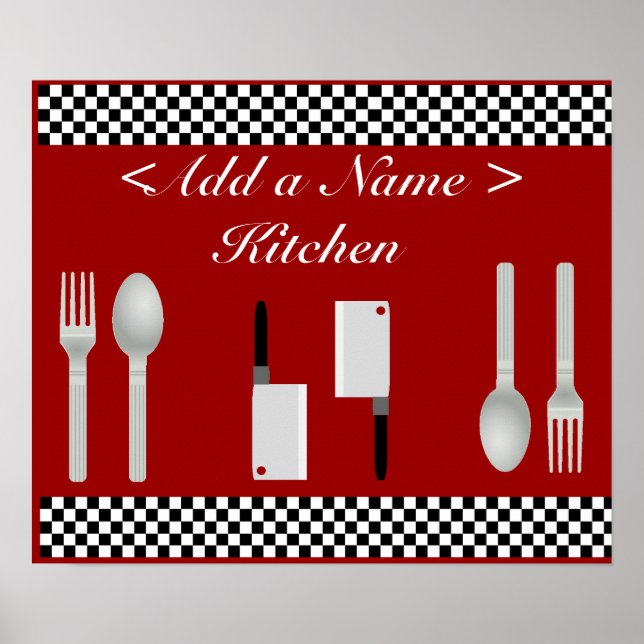 Chequerboard Kitchen Poster Print (Front)