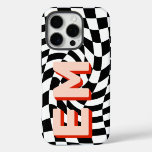 Chequerboard Monogram Retro Initials iPhone 16 Pro Case