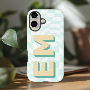 Chequerboard Monogram Retro Initials iPhone 16 Case
