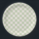 Chequerboard Pastel Green Chequered Sage Check Paper Plate<br><div class="desc">Chequered Pattern – Pastel green / sage chequerboard.</div>