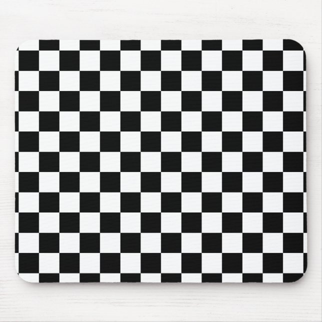Chequerboard pattern black and white mouse pad (Front)