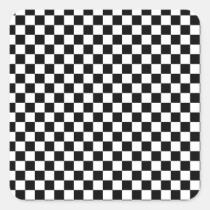 Chequerboard pattern black and white square sticker