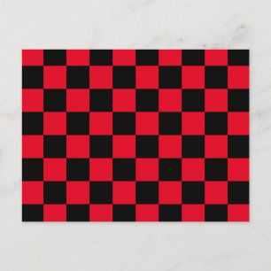 Chequerboard pattern black red postcard