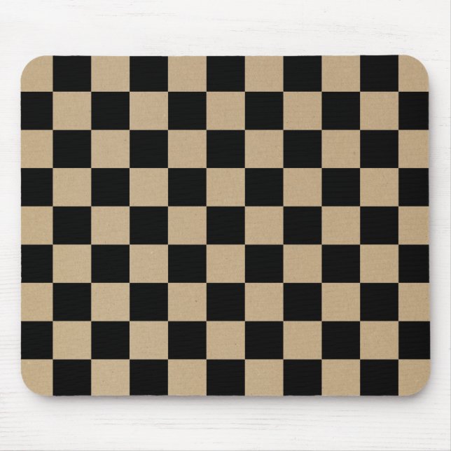 Chequerboard pattern, grid pattern, black squares mouse pad (Front)