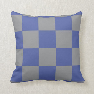 Chequerboard Pattern Periwinkle Blue Grey Modern Cushion