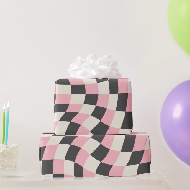  Chequerboard pattern  retro groovy , Y2k Wrapping Paper (Party Gifts)