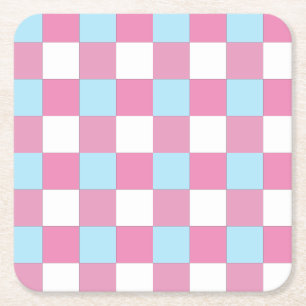 Chequerboard Pattern Square Paper Coaster