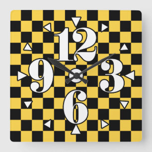 Chequerboard Pattern. Square Wall Clock