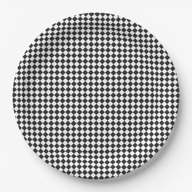Chequerboard Pattern Team Spirit Sports Grad Fun Paper Plate (Front)