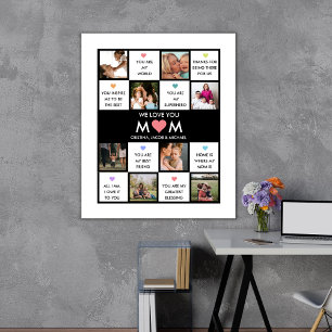 Chequerboard Photo Collage & Mother's Day Messages Poster