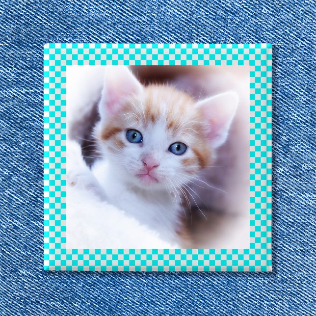 Chequerboard Photo Frame Button (Checkerboard Photo Frame Button)