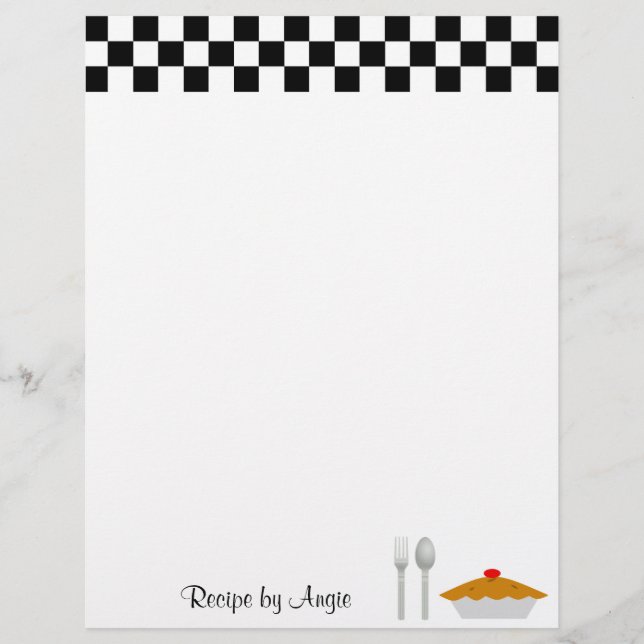 Chequerboard Pie Recipe Paper (Front)