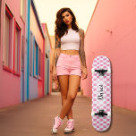 Chequerboard Pink Girly Retro Chequered Name Skateboard<br><div class="desc">Roll in style with our Personalised Chequerboard Pink Girly Retro Chequered Skateboard! Designed with an eye-catching pink and white chequerboard pattern, this skateboard brings a unique blend of retro charm and modern design to your skateboarding sessions. Personalise this girly skateboard with your name to truly make it your own. Perfect...</div>
