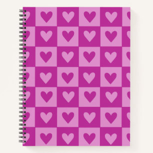 Chequerboard Pink Heart Notebook