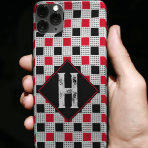 Chequerboard Red and black Buffalo plaid Monogram Case-Mate iPhone 14 Case