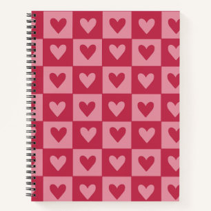 Chequerboard Red Heart Notebook 