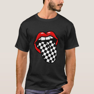 Chequerboard Red Lips Chequered Tongue T-Shirt