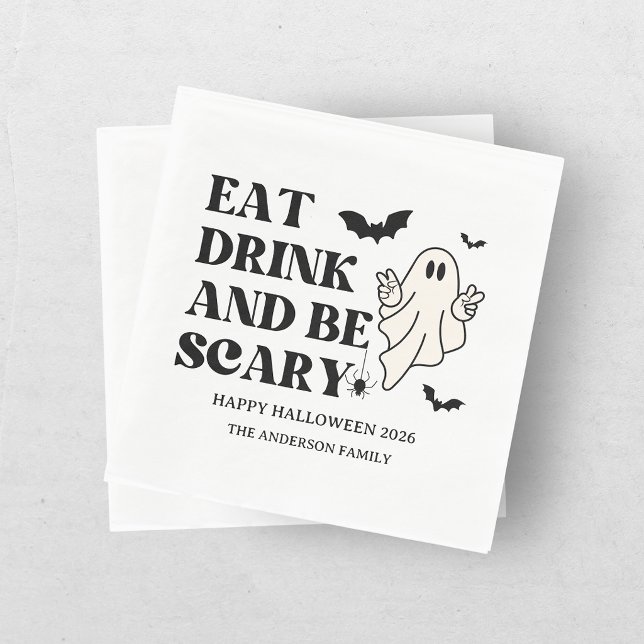 Chequerboard Retro Spooktacular Halloween Napkin (Creator Uploaded)