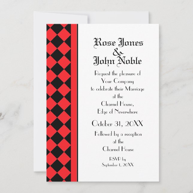 ChequerBoard (Ruby) Wedding Invitation (Front)