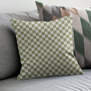 Chequerboard Sage Green Chequered Squares Check Cushion