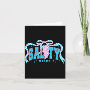 Chequerboard Salty Beach Palm Tree Coquette Summer Card