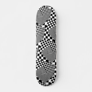 Chequerboard Swirl B&W  Skateboard
