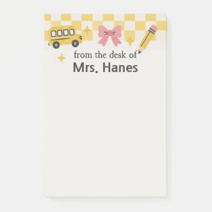 Chequerboard Teacher Personalised Post-It Notes