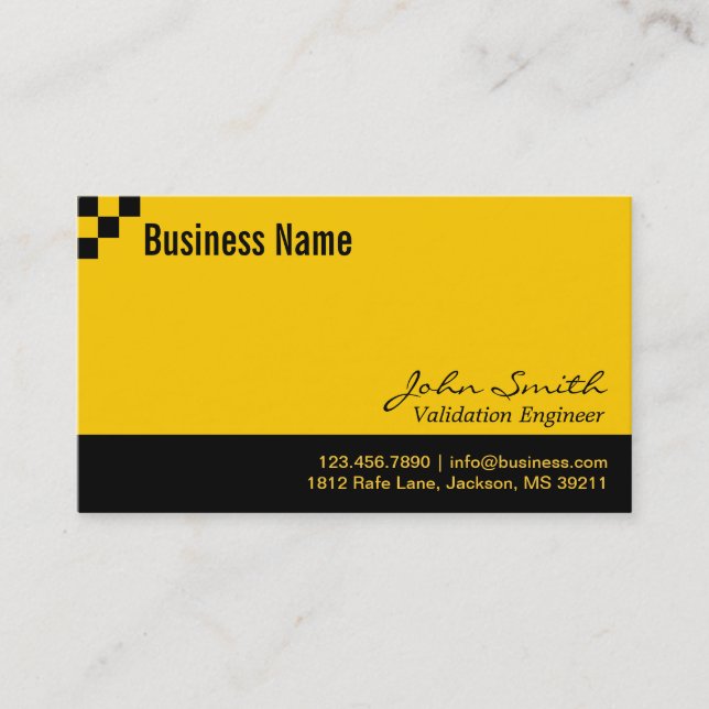 Chequerboard Validation Engineer Business Card (Front)