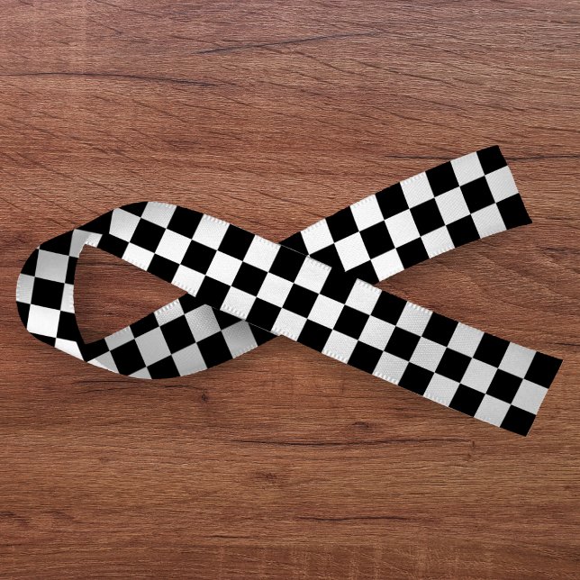 Chequerboard White & Black Satin Ribbon (Checkerboard White & Black Satin Ribbon
)