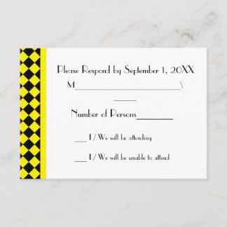 ChequerBoard (Yellow/Black) RSVP Card
