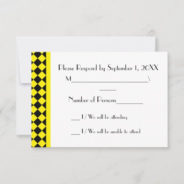 ChequerBoard (Yellow/Black) RSVP Card (Front)