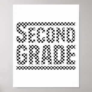 Chequered 2nd Grade Ck To School Boys Girls Kids T Poster