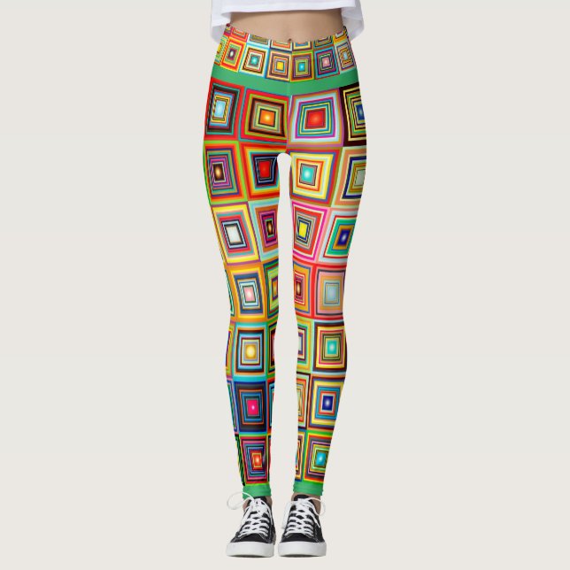 Chequered Abstract Trendy Leggings (Front)