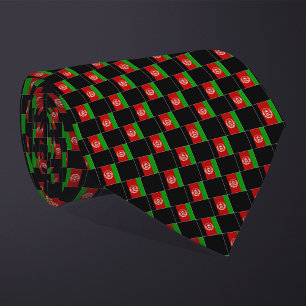 Chequered Afghanistan Flag Pattern  Tie