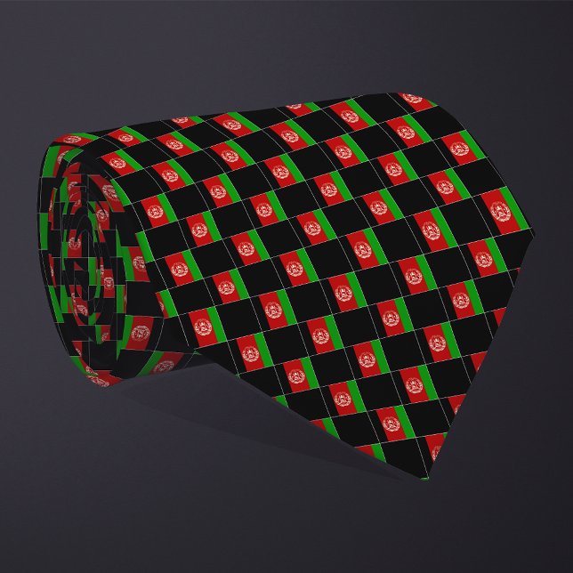 Chequered Afghanistan Flag Pattern  Tie (Creator Uploaded)