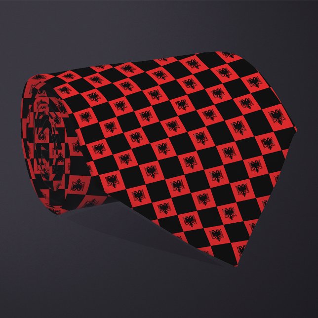 Chequered Albania Flag Pattern  Tie (Creator Uploaded)