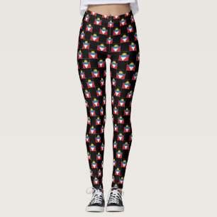 Chequered Antigua and Barbuda Flag Pattern Leggings